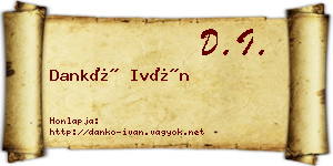 Dankó Iván névjegykártya